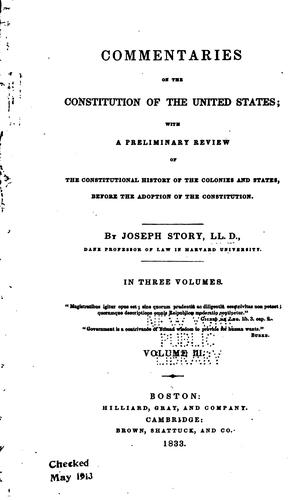 Cover for Commentaries on the Constitution of the United States: With a Preliminary ...