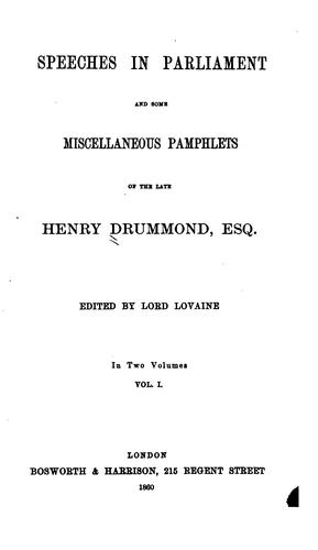 Cover for Speeches in Parliament and some miscellaneous pamphlets of the late Henry Drummond, esq.