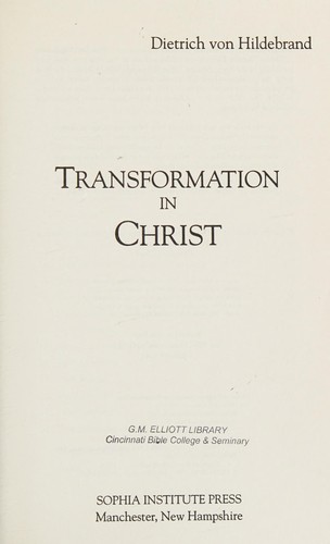 Cover for Transformation in Christ