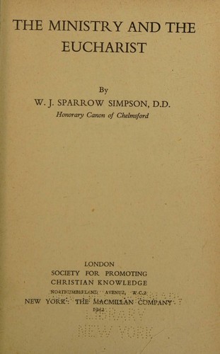 Cover for The ministry and the eucharist