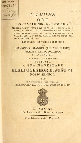 Cover for Camões, ode do cavalheiro Raynouard ...