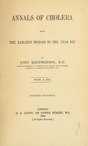 Cover for Annals of cholera