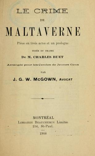 Cover for Le crime de Maltaverne