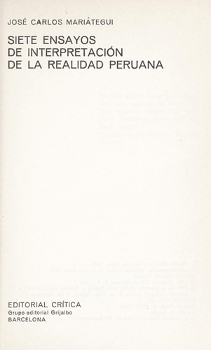 Cover for Siete ensayos de interpretación de la realidad peruana