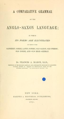 Cover for A comparative grammar of the Anglo-Saxon language