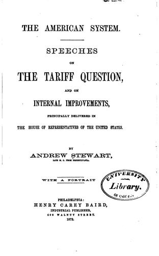 Cover for The American System: Speeches on the Tariff Question, and on Internal ...