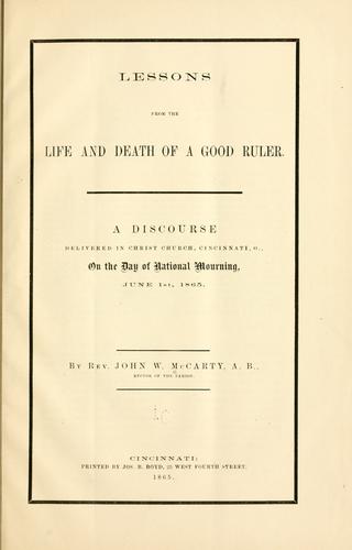 Cover for Lessons from the life and death of a good ruler.