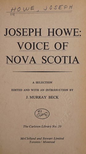 Cover for Joseph Howe