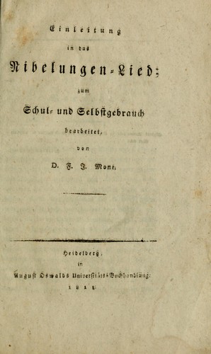 Cover for Einleitung in das Nibelungen-Lied