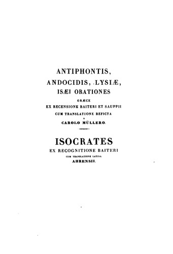 Cover for Isocratis Orationes et epistolae