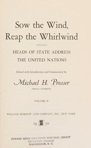 Cover for Sow the wind, reap the whirlwind