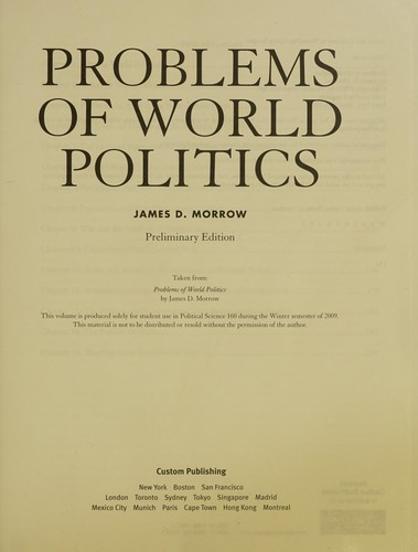 Cover for Problems of World Politics, Preliminary Edition (Political Science 160)