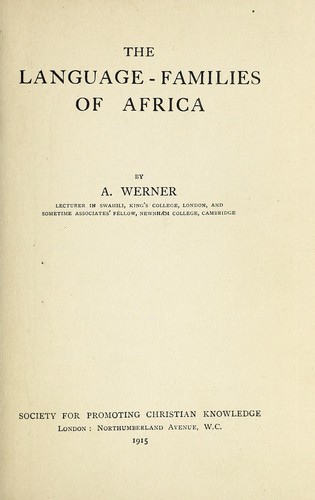 Cover for The language-families of Africa