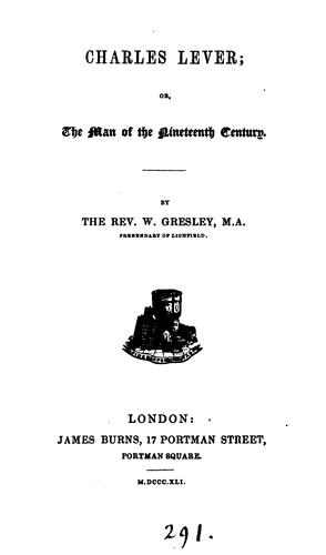 Cover for Charles Lever