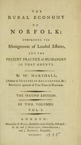 Cover for The rural economy of Norfolk