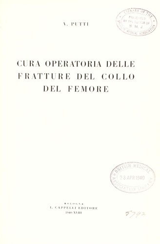 Cover for Cura operatoria delle fratture del collo del femore