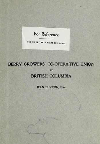 Cover for Berry growers' cooperative union of British Columbia