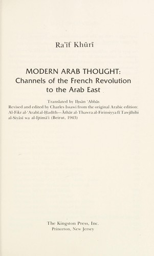 Cover for Modern Arab thought