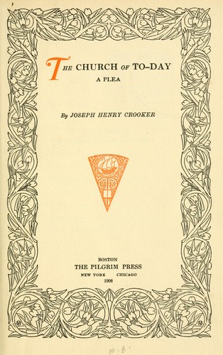 Cover for The church of to-day