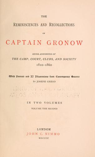 Cover for The  reminiscences and recollections of Captain Gronow