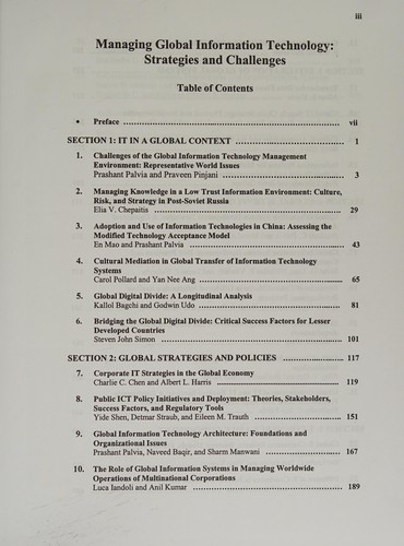 Cover for Managing global information technology