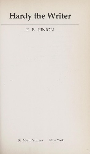 Cover for Hardy the writer