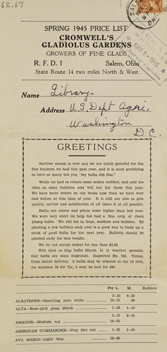 Cover for Spring 1945 price list