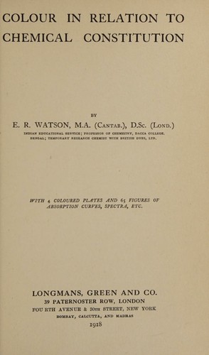 Cover for Colour in relation to chemical constitution