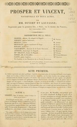 Cover for Prosper et Vincent