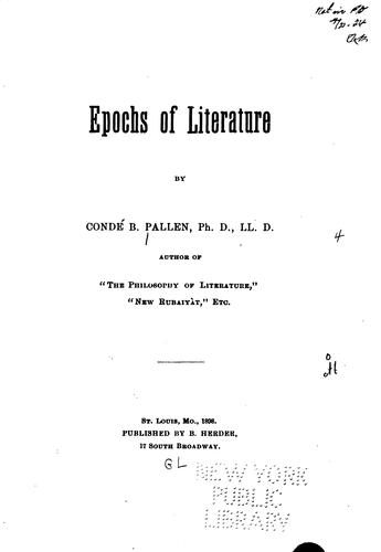 Cover for Epochs of literature.