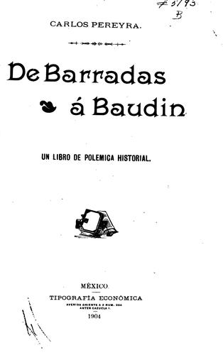 Cover for De barradas à Baudin: Un libro de polemica historial