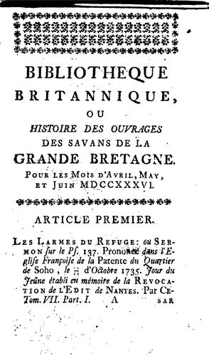Cover for Bibliotheque britannique