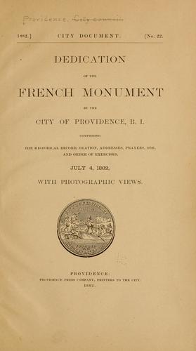 Cover for Dedication of the French monument by the city of Providence, R.I.