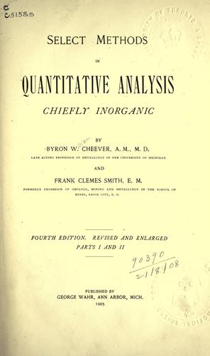 Cover for Select methods in quantitative analysis