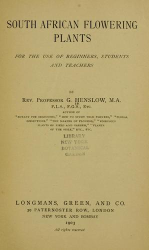 Cover for South African flowering plants