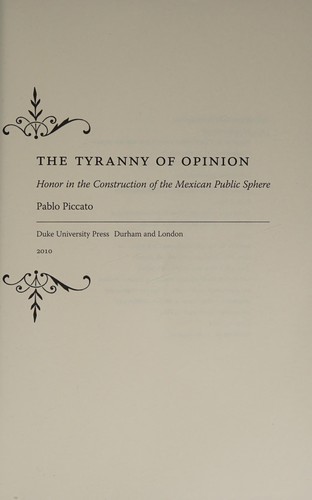 Cover for The tyranny of opinion
