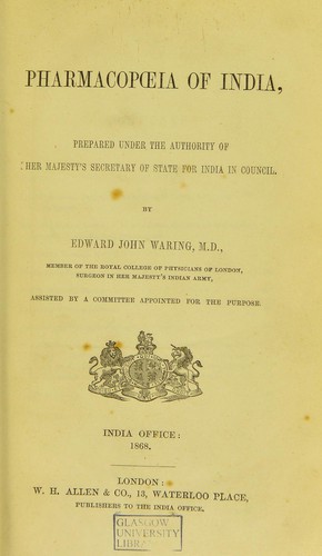 Cover for Pharmacopœia of India