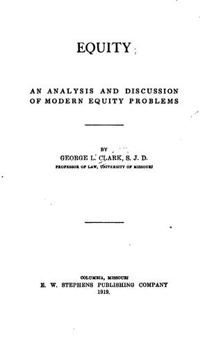 Cover for Equity: An Analysis and Discussion of Modern Equity Problems