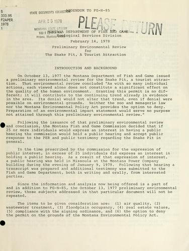 Cover for Addendum to FG-N-85