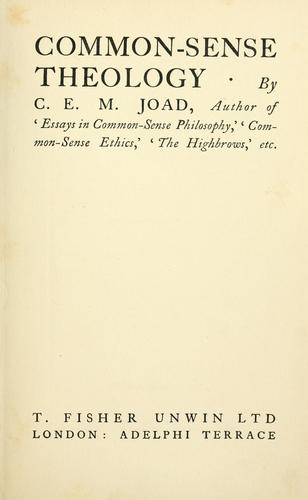 Cover for Common-sense theology.