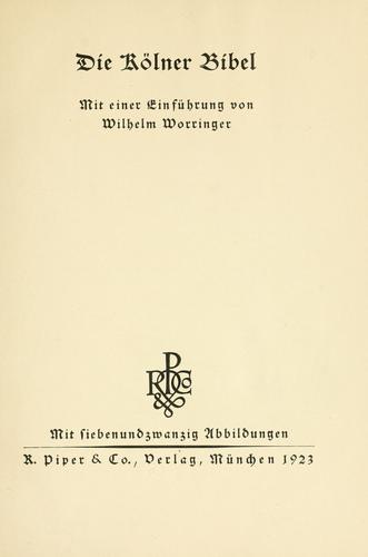 Cover for Die Kölner Bibel.