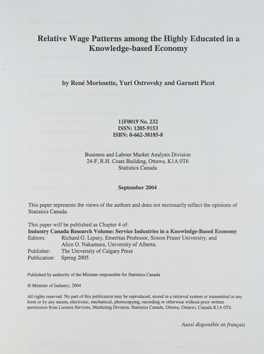 Cover for Relative wage patterns among the highly educated in a knowledge-based economy
