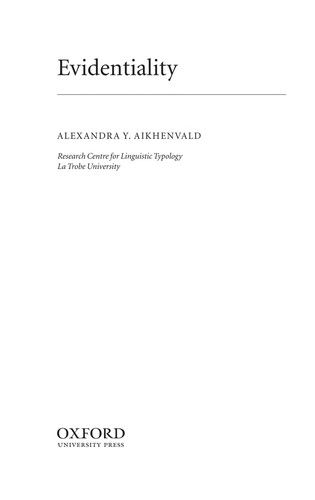 Cover for EVIDENTIALITY.