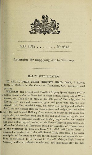 Cover for Specification of Samuel Hall