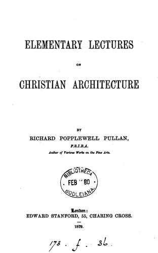 Cover for Elementary lectures on Christian architecture