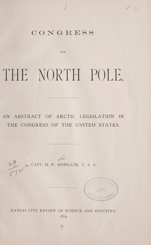 Cover for Congress and the North pole