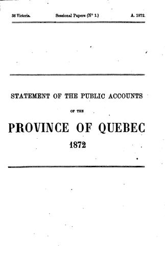 Cover for Statement of the Public Accounts of the Province of Quebec and Annual Report ...