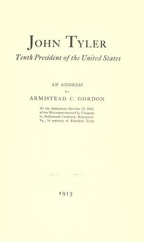 Cover for John Tyler, tenth president of the United States