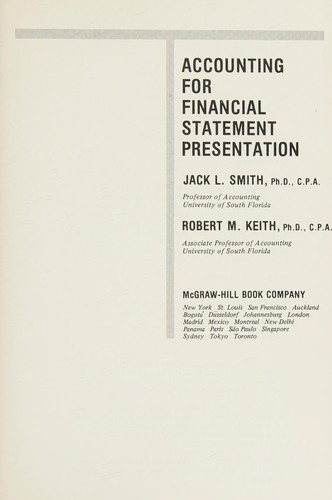 Cover for Accounting for financial statement presentation
