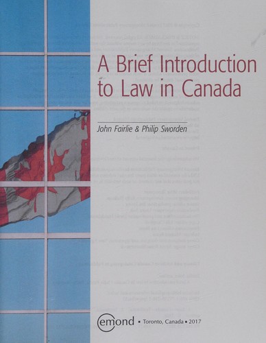 Cover for A BRIEF INTRODUCTION TO LAW IN CANADA